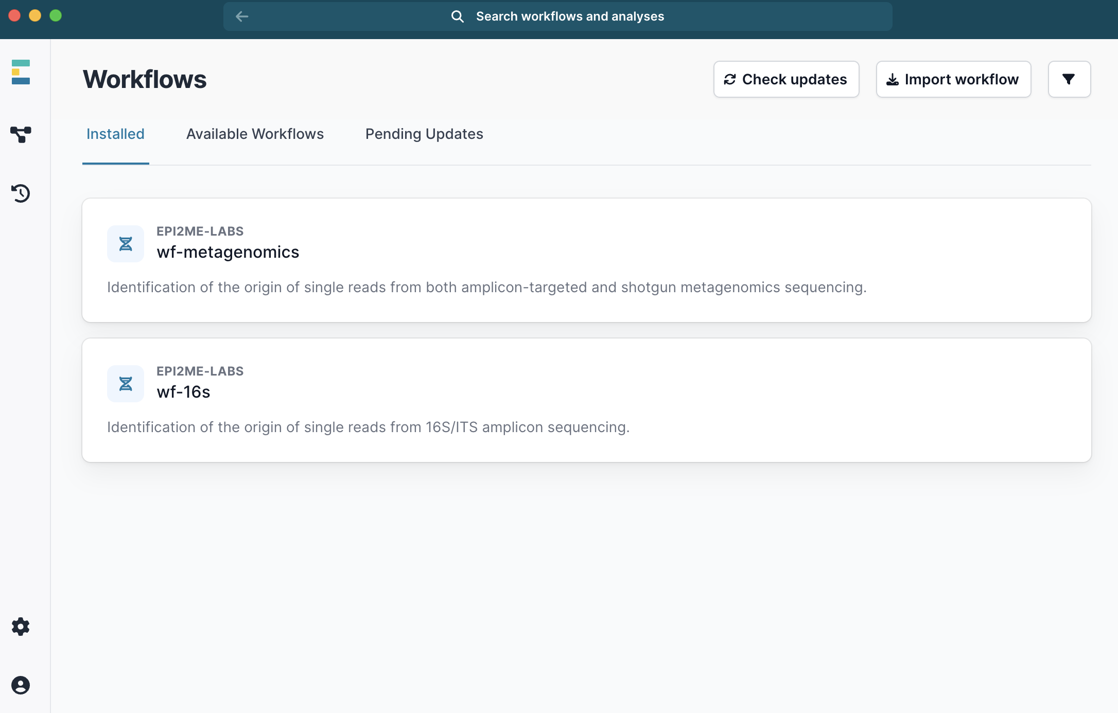 Download and select the wf-metagenome workflow